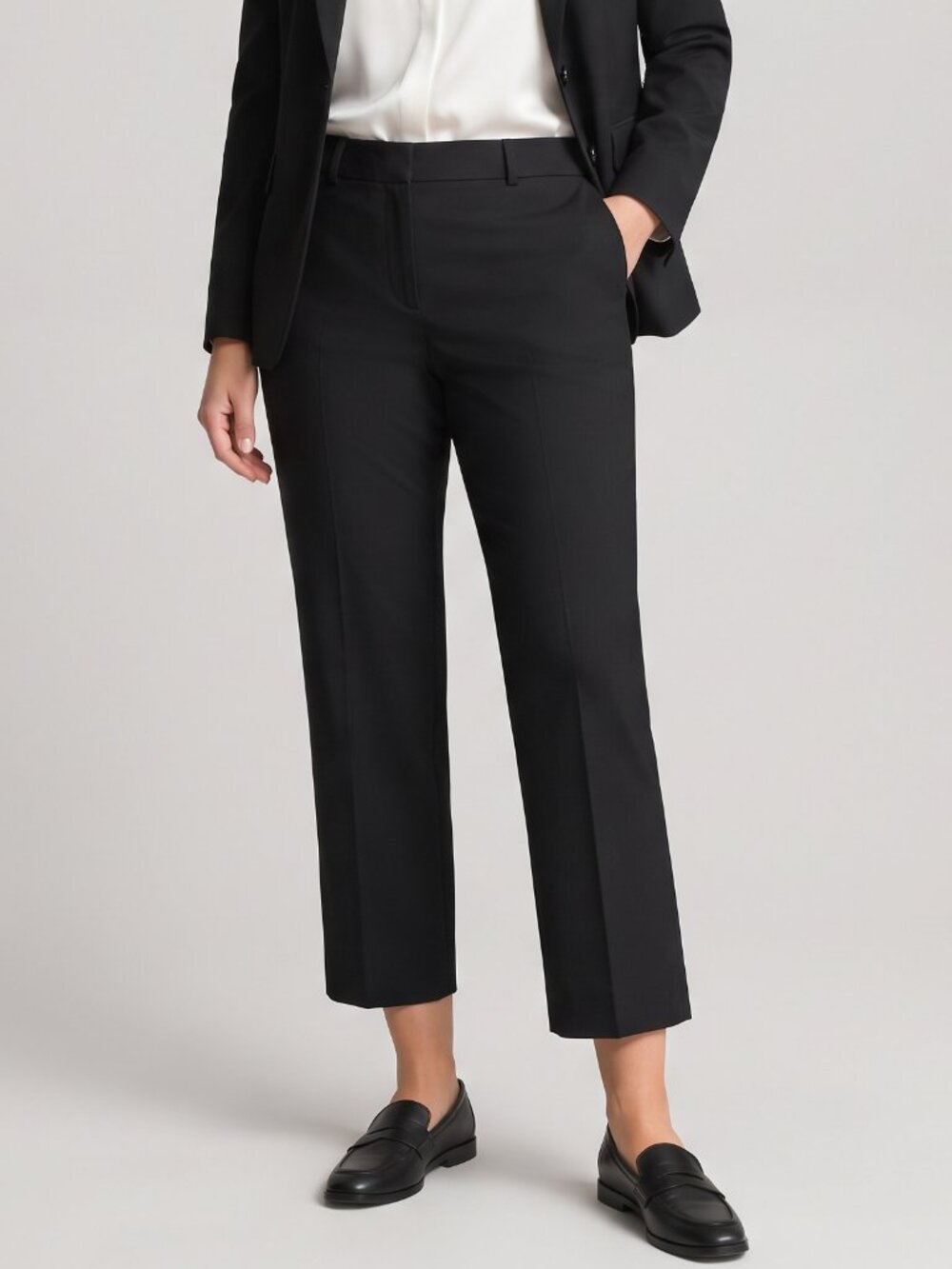 Cassis Black Stretch Cotton Corporate Core Pants Size 16